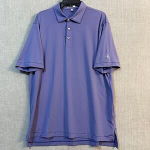 Peter Millar Summer Comfort Mens L Purple White Stripe Performance Golf Polo